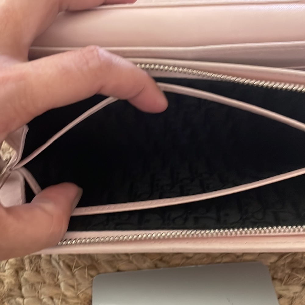 (MT150) Authentic Lady Dior Pink Cannage Quilt Lambskin Wallet on Chain - Picture 11 of 15